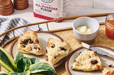 Cream Tea Scones on plates on a serving tray - select to zoom