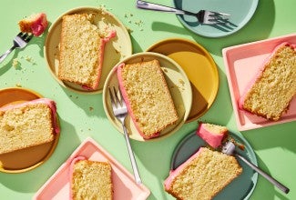 Pink Lemonade Cake sliced and plated