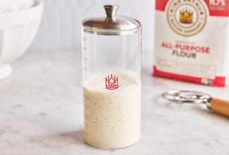 Small sourdough jar on the counter 