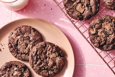Chocolate Sourdough Discard Cookies on a plate